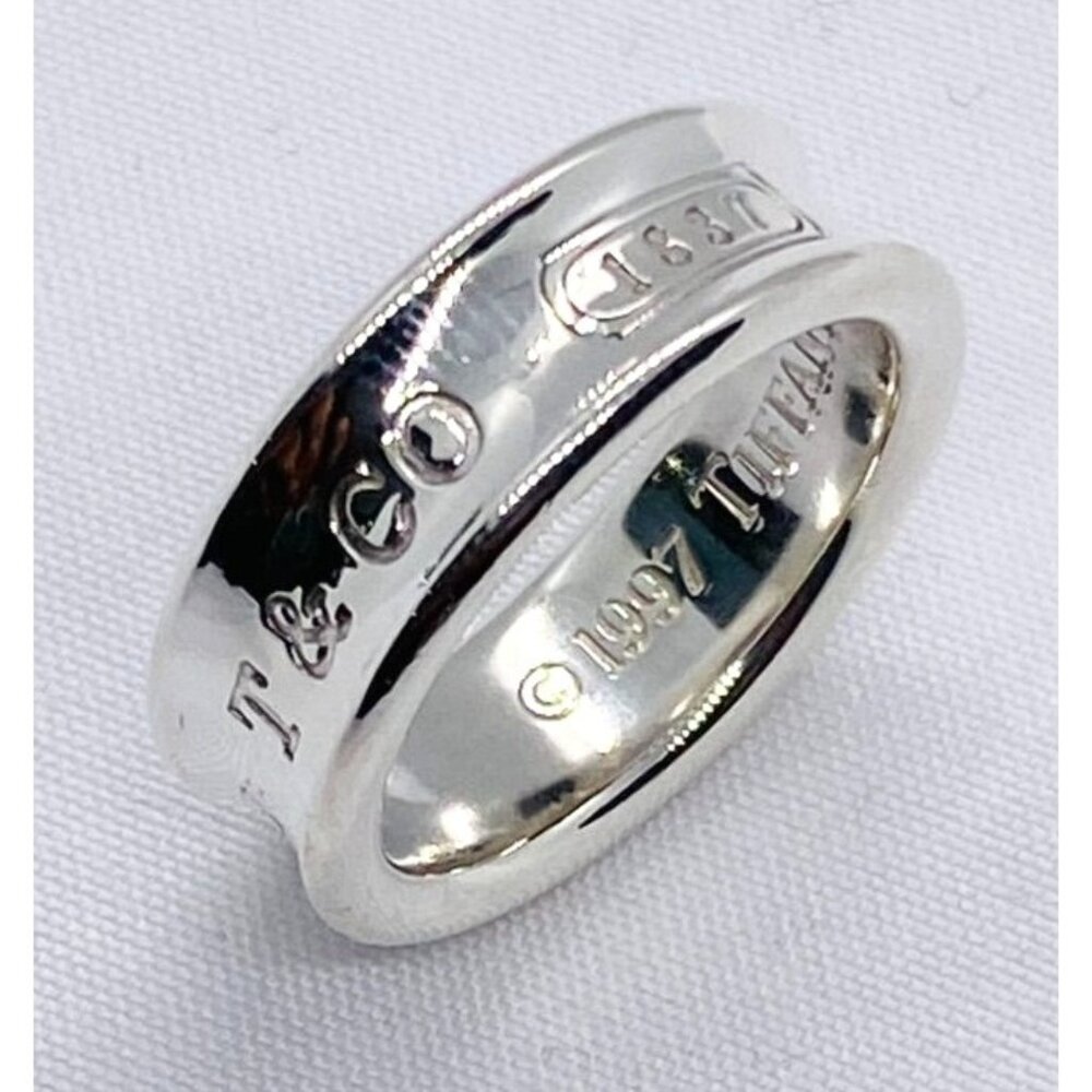 Tiffany & Co Concave 1837 1997 Wide Band Ring Sterling Silver 925